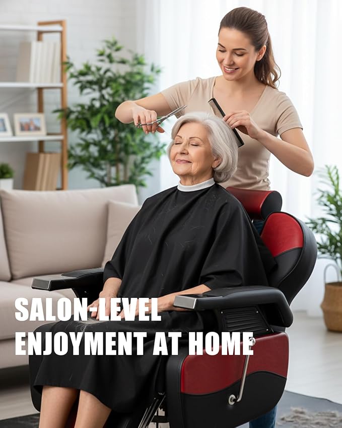 Barber Salon Chair for Hair Stylist, Reclining Chairs with Heavy Duty Hydraulic Pump, Styling Chair for Barbershop Spa Salon Home Studio (Red)
