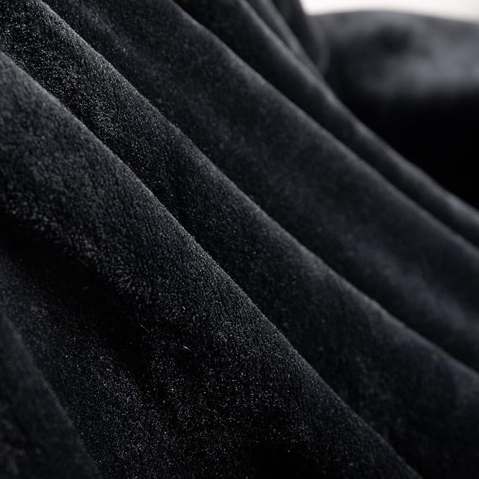 TASTHROW Large Flannel Fleece Throw Blanket, 50×70 Inch - Black | Cozy Lightweight Thick Blanket - All Seasons Suitable for Women, Men and Kids (Two Pack)
