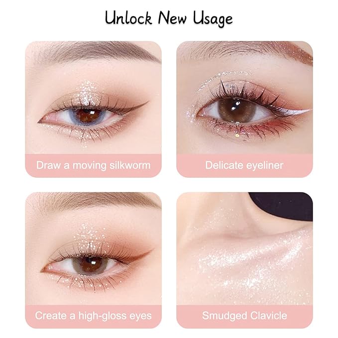 Erinde 4PCS Liquid Glitter Eyeshadow Eyeliner Makeup, Shimmer Metallic Eye Liner, Long Wearing Waterproof, Twinkle Under Eye Shadow, Loose Glue for Crystals Eye Makeup