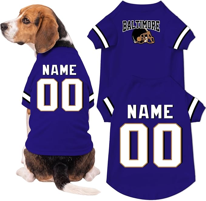 Baltimore Dog Clothes Personalized Pet Jersey T-Shirt Custom Name Number