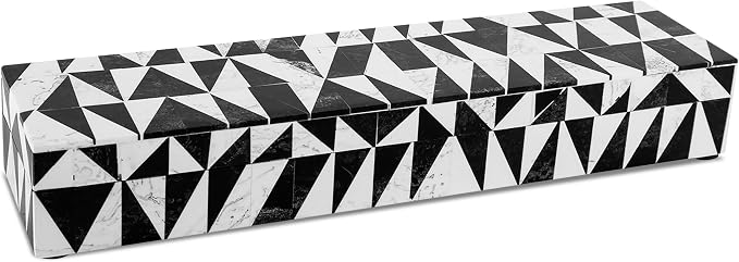 Handicrafts Home Decorative Remote Holder Box 10x2.5 – Slim Organizer Box with Lid for TV Remotes, Coffee Table Décor, Modern Shelf Box, Boho Home Décor Accent, Black and White Decorative Storage Box