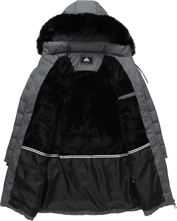 GOLDLADIES Women's Waterproof Long Down Jacket,Warm Winter Hooded Puffer Coat Thickened for Hiking Outdoor