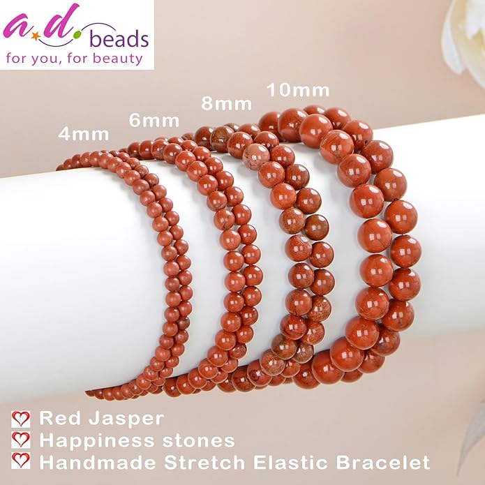 AD Beads Handmade Gemstone Stretch Elastic Bracelet Crystal Healing Reiki Nature's Beauty and Spiritual Essence Unisex