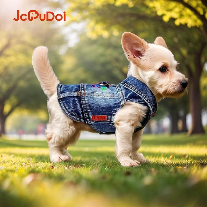 Small Dog Jean Jacket,Denim Pet Coat,Puppy Clothes Apparel(XX-Large) | Washed Classic Vest Overalls,Blue Breathable Outfit,Cat Costumes