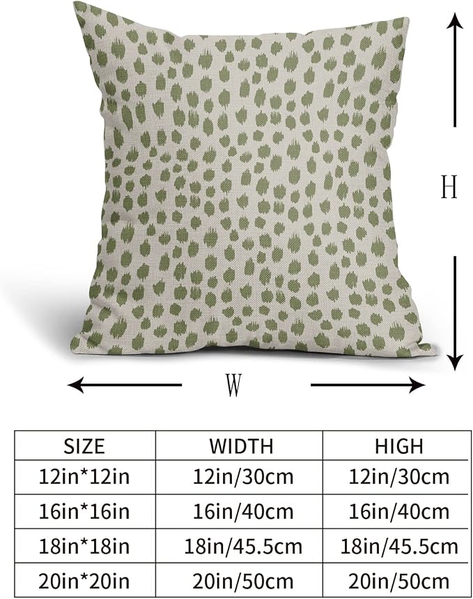 Sage Green Cream Pillow Covers 16x16 Set of 2 Boho Design Polka Dot Throw Pillows Modern Brush Strokes Print Decorative Outdoor Pillowcase Square Cushion Cover Linen Pillow Case for Sofa Couch Bed