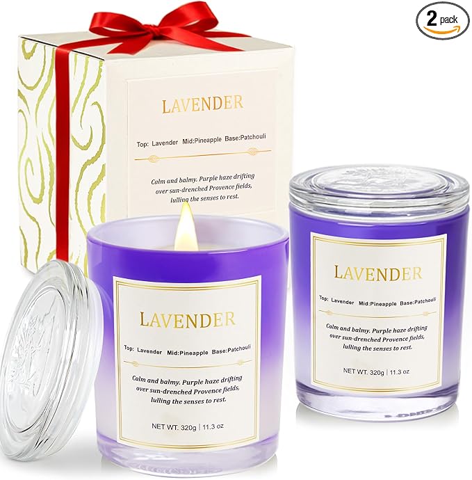 Scented Candles for Home,2 Pack Wood Wick Soy Wax Scented Candles with Gift Boxes, Long Lasting Relaxing Aromatherapy Candles for Home Decor, Holiday Gifts