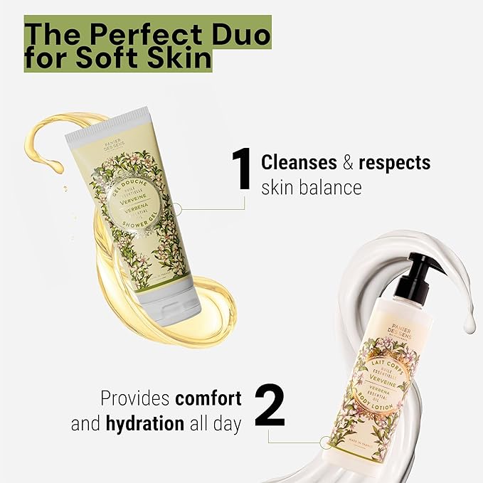 Panier des Sens - Verbena Moisturizing Body Wash for Women & Men - Gentle Shower Gel with 96% Natural Ingredients for Normal & Sensitive Skin - Body Care Made in France, SLS Free, Vegan - 6.8 Fl Oz