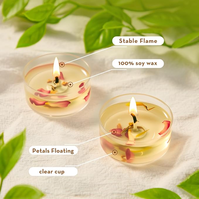 Ashlux 4-Hour Acrylic Rose Soy Wax Scented Tea Lights, 16 Pack Bulk | 4-Hour Long Burning, Non-Paraffin, Smokeless, Tealight Candles for Weddings, Table Centerpieces, Home Decor & Christmas