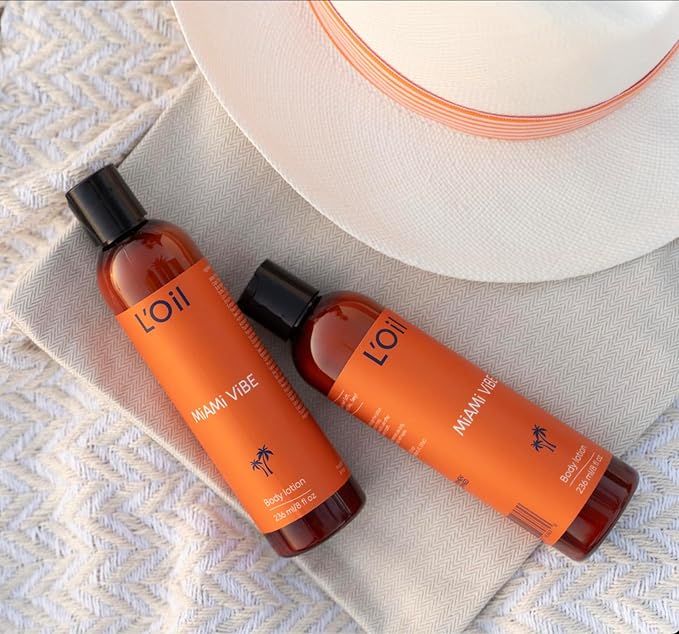 L'Oil Body lotion, Miami Vibe. Super Anti-Aging, Hydrating, Anti-wrinkle, Antioxidant, Anti-stretch marks. From head-to-toe. 24 Hour Moisture. 8 fl oz