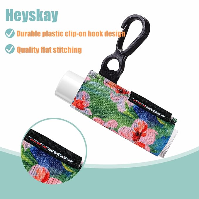 HEYSKAY 8PCS Lip Balm Keychain Holder Compatible with Chapstick, Stocking Stuffers Gifts Keychain Lip Gloss Holder Key Chain Lipstick Holder Sleeves