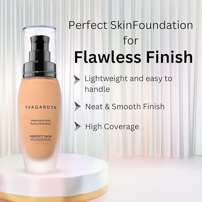 EVAGARDEN Perfect Skin Foundation - Soft Texture Ensures Excellent Coverage and Natural Finish - Visibly Reduces Signs of Aging - Smooth and Moisturizes Your Epidermis - 240 Butterum - 1.01 oz
