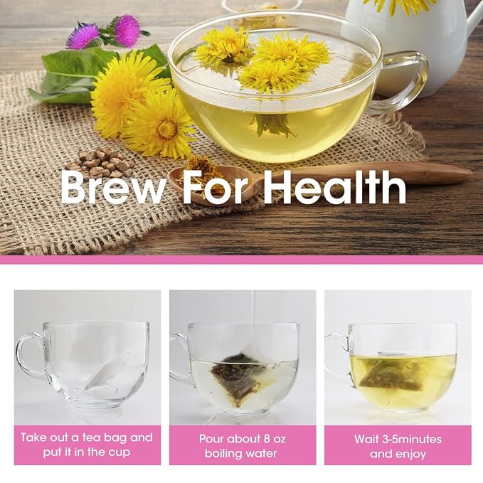 Organic Roasted Dandelion Root Tea with Milk Thistle and Peppermint - Herbal Tea for Cleanse and Digest, 40 bags