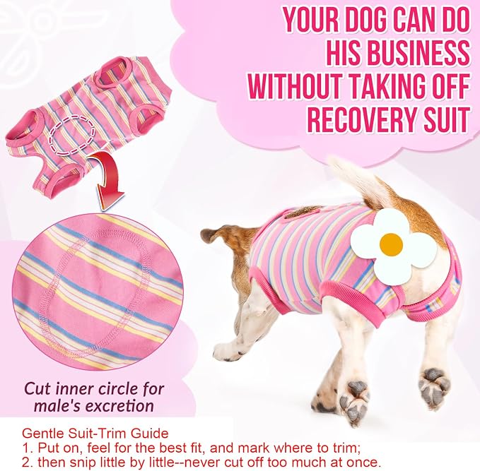 Lukovee Recovery Suit for Dogs, Onesie Spay Neuter Surgery Suit Female Male | Soft Cotton, Easy On Off, Abdominal Wounds Prevent Licking, Prevent Licking Wounds, Cone E-Collar Alternative (Pink, XL)