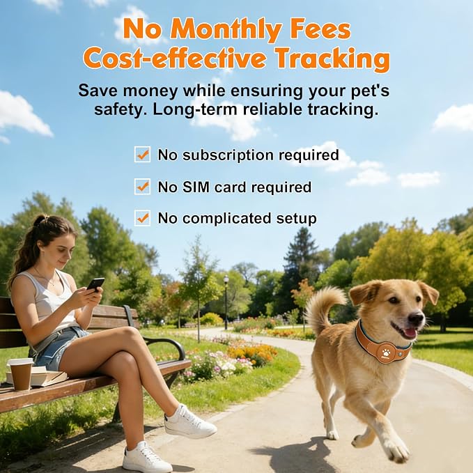 GPS Tracker for Dogs, 2 in 1 Smart Pet Collar (Only iOS), No Monthly Fee Waterproof Dog Collar with Real-time Tracking, Anti-Lost, 365-Day Long Battery GPS Tracker for All Sized Dogs(Locator Included)