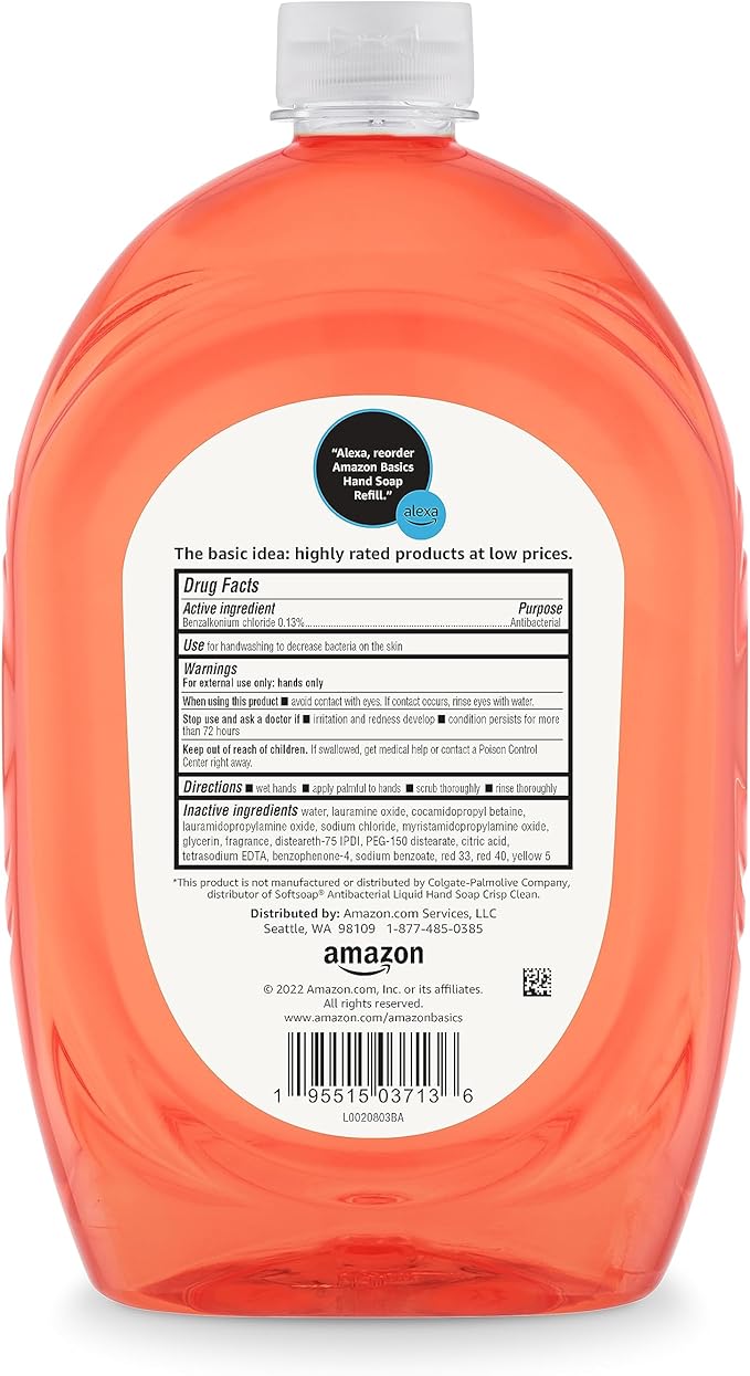 Amazon Basics Liquid Hand Soap Refill, Light Moisturizing, Triclosan-Free, Dermatologist-Tested, pH Balanced, Citrus, 50 Fl Oz (Pack of 2) (Previously Solimo)