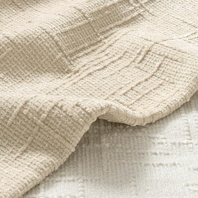 MIULEE Chenille Textured Throw Pillow Covers Beige 18x18 Set of 2 | Slubby Decorative Pillows, Boho Farmhouse Home Decor, Modern Neutral Cushion Covers for Couch Sofa Bed Living Room