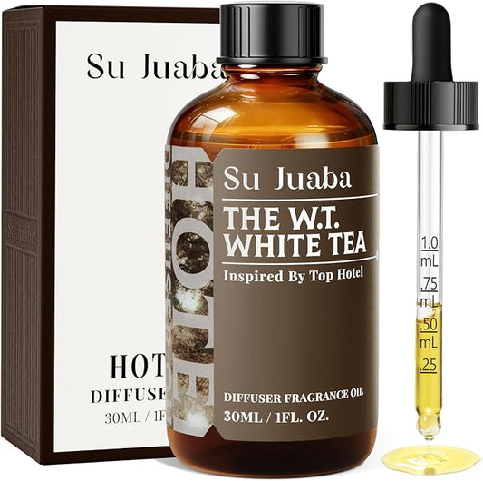 SU JUABA White Tea Hotel Diffuser Oil - Inspired by Westin - Luxury Scent for Essential Oil Diffuser for Home & Car, Crafting, Long-Lasting & Vegan, 1 Fl Oz