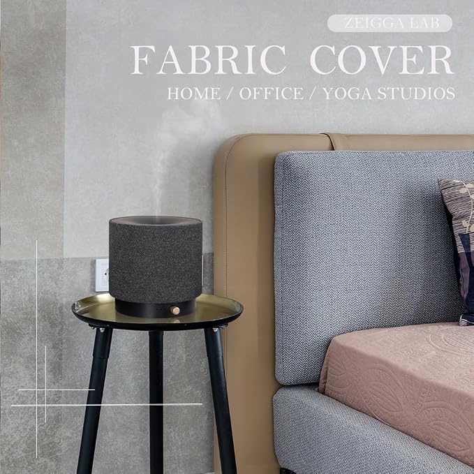Elegant Fabric Aroma Diffuser - Quiet Essential Oil Diffuser with Soft Night Light, Perfect for Home, Office, and Yoga Space (M35-Black)