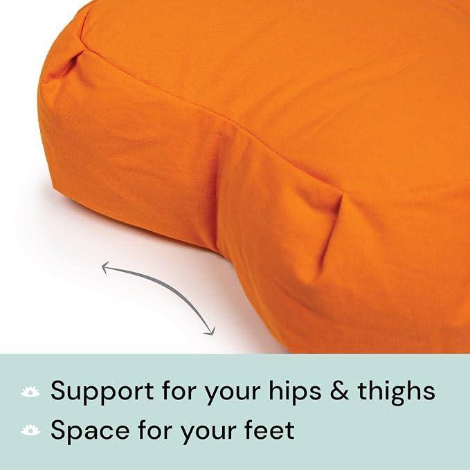 Meditation Cushion (Avocado) Crescent, Buckwheat Husk Filled, Floor Pillow or Cushions, Yoga Seat, Zafu, Made in The USA