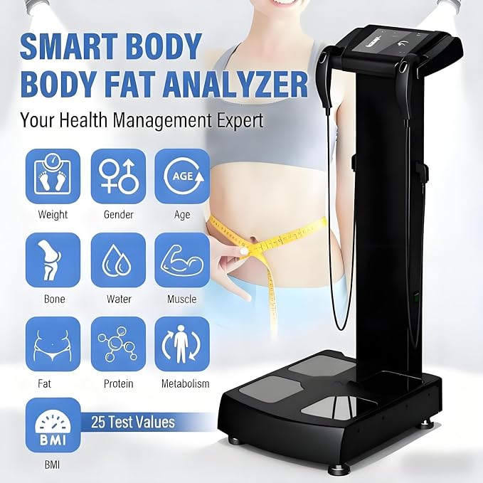 Body Composition Analysis Equipment, Body Fat Analyzer, Human Body Fat Detection Instrument Body Fat Analyzer for Muscle Mass, Visceral Fat, for Home Gym Use Black Black