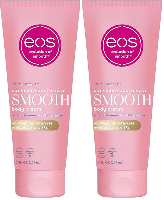 eos Cashmere Skin Collection Post-Shave Smooth Body Cream- Vanilla Cashmere,72-Hour Hydration,Nourishing,Body Care,Shea Butter,7 fl oz,(Pack of 2)