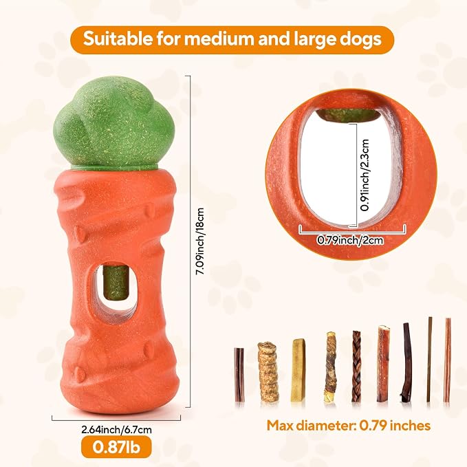 LIFLIX Cute Carrot Bully Stick Holder, Heavy Duty Dog Chew Holder for Large Breeds, Safety Device to Prevent Choking