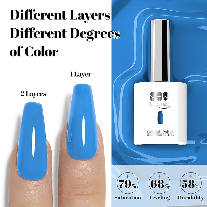 YTD Likomey Iris Blue Gel Nail Polish,15ml Salon Home DIY Manicure and Pedicure Fall Winter UV Color Varnish,CS458