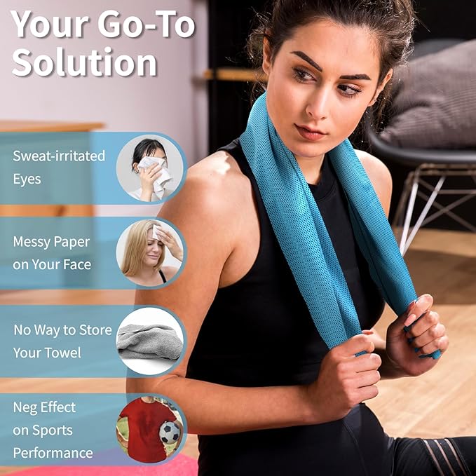 YESLIFE 6 Pack Cooling Towels (40"x12"), Gym Sweat Towels, Cooling Neck Wraps, Soft Breathable Microfiber Towels for Yoga, Running, Sport, Workout, Camping & More (Multicolor)