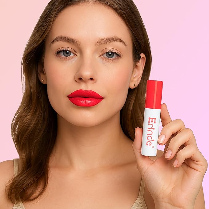 Erinde Lips Staining Lip Oil, Glossy Lip Stain, Long-Lasting Lightweight Lip Staining Oil, Moisturizing Plumping Hydrating Glossy Lip Tint, Vegan & Cruelty-Free, 06