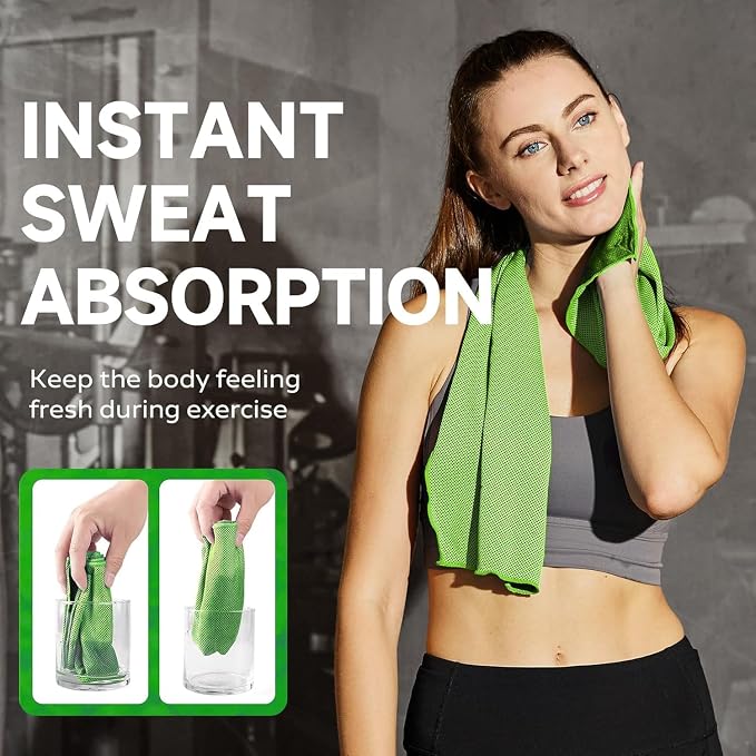 4 Pack Cooling Towels (40"x12"), Cooling Towels for Neck and Face, Gym Towel for Working Out, Soft Breathable Microfiber Ice Towel for Yoga Sport Running (Pink, Green, Light Gray, Light Blue)