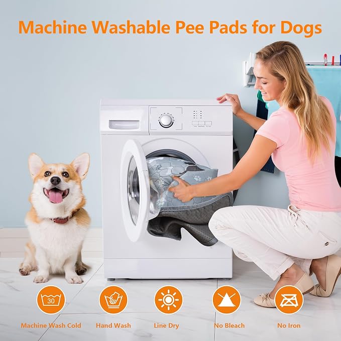 Mozin Washable Pee Pads for Dogs, 2 Pack Super Absorbent Dog Training Pads Leakproof Non-Slip Reusable Puppy Pads, Waterproof whelping Pad for Housebreak, Playpen, Crate,Potty Training, Couch- 18"x24"