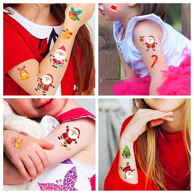Christmas Temporary Tattoos for Kids Stocking Stuffers and Gifts - 240 Pieces Christmas Fake Tattoo stickers for Boys and Girls,Christmas Party Favor Xmas Holiday Decorations Supplies 16 Sheet