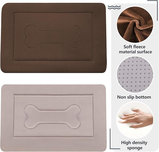 Extra Large Dog Bed Soft Dog Crate Pad Mat, 48 in Non-Slip Bottom Washable Dog Sleeping Mattress Pet Beds Cat Bed Kennel Pad, Dark Brown