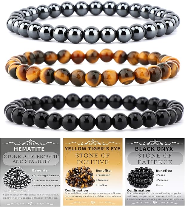 NCB 2.3-Piece 4mm Natural Crystal Gemstone Stretch Bracelets – Handmade Reiki Energy Healing Jewelry for Meditation,Yoga, Unisex