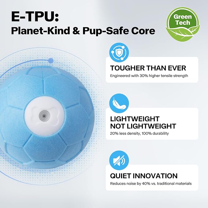 Pet Prime Interactive Dog Ball,Automatic Rolling Ball for Small,Medium & Large Dogs,Touch Activated Self Moving Toy with LED Lights, Upgraded ETPU Material,IP65 Waterproof for Indoor/Outdoor Play
