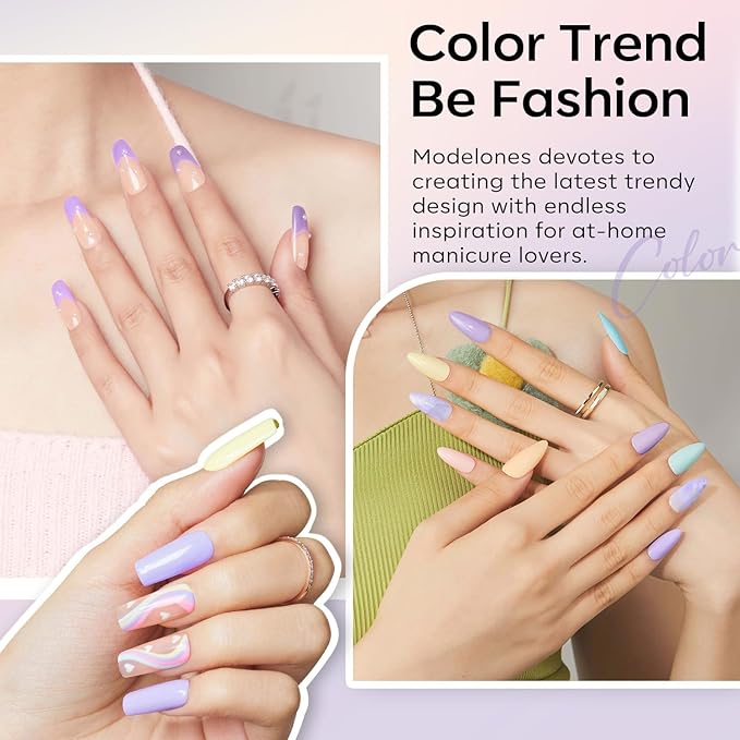 modelones Purple Gel Nail Polish Pastel Polish Lilac Purple Nail Polish Violet Soak Off Led Nail Gel Polish DIY Nail Art 15 ML