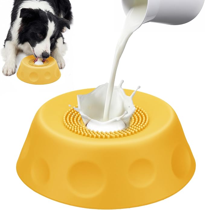 Dog Lick Bowl with Rolling Ball, Slow Feeder Dog Bowls for Liquid Treats & Bone Broth, Interactive Lick and Roll Bowl for Dogs, Spill-Proof Dog Licking Toy for Anxiety Relief & Digestion