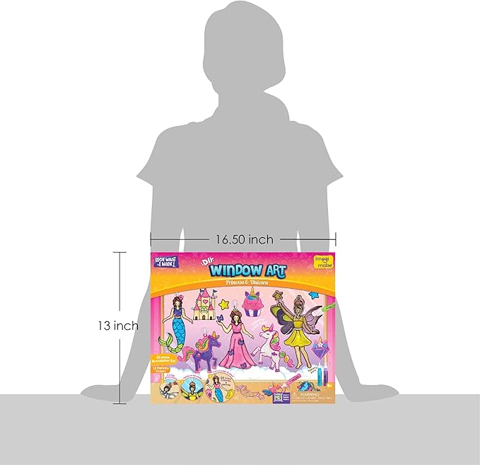 Imagimake Window Art Princess & Unicorn | Suncatcher Kit | Princess & Unicorn Toys for Girls Age 5-8 | Craft Kits for Ages 8-12 | Christmas Activities for Kids | Christmas Gifts for Girls Ages 5,6,7,8