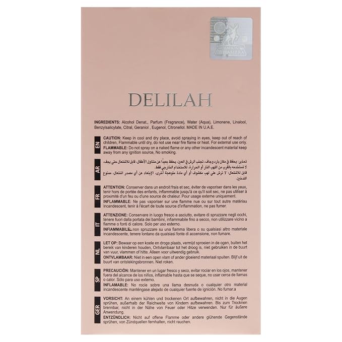 Lattafa Maison Alhambra Delilah Pour Femme Eau de Parfum Spray for Women, 3.4 Ounce / 100 Ml