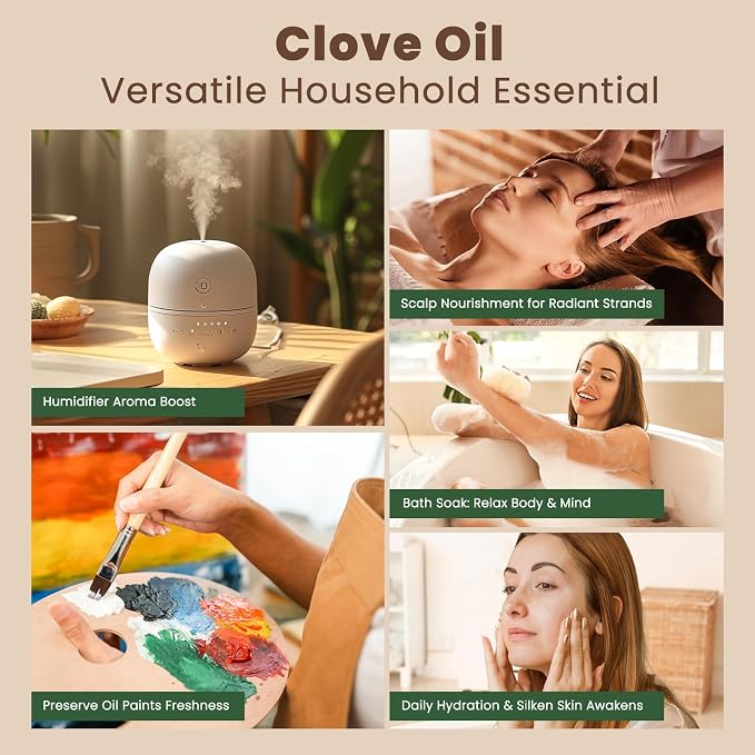 HIQILI 1 Fl Oz Clove Oil for Teeth and Gums, Oral Care, DIY Clean Spray, Aromatherapy - 30ml | Creating a Warm, Comforting Scent for Home, DIY Cleaning Spray, and Homemade Vandles —30mL / 1.01 fl oz