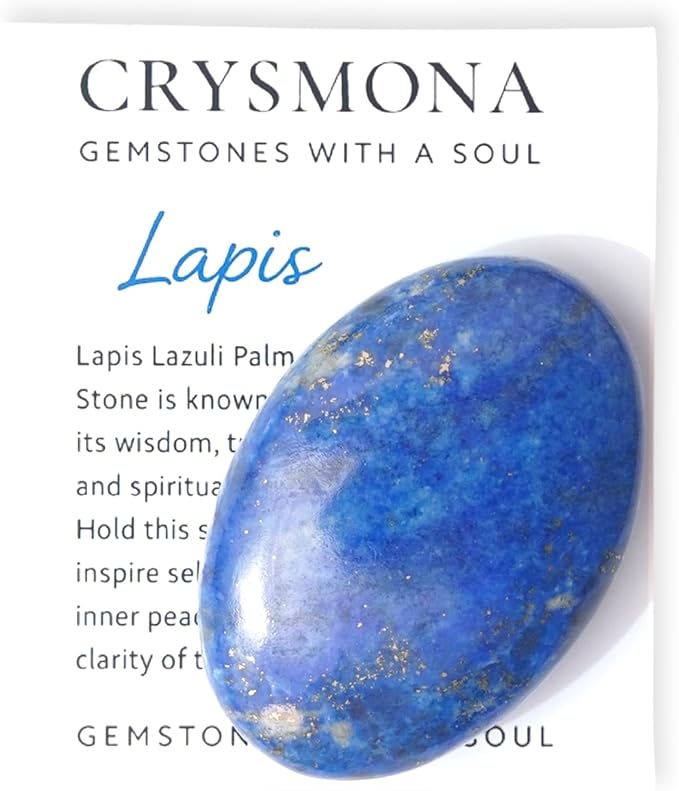 Lapis Lazuli Crystals Gemstone Polished Palm Stone Healing Crystals Thick Natural Reiki Worry Stone Energy Balancing Anxiety Stress Relief Meditation 1 Pc