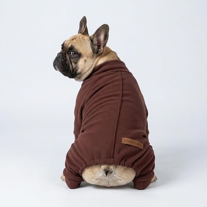 Fitwarm 2 Pack Lightweight Fleece Dog Pajamas, Thanksgiving Outfit for Small Dogs Boy Girl, Cozy Pet Onesie with Feet, Orange, Brown, Large