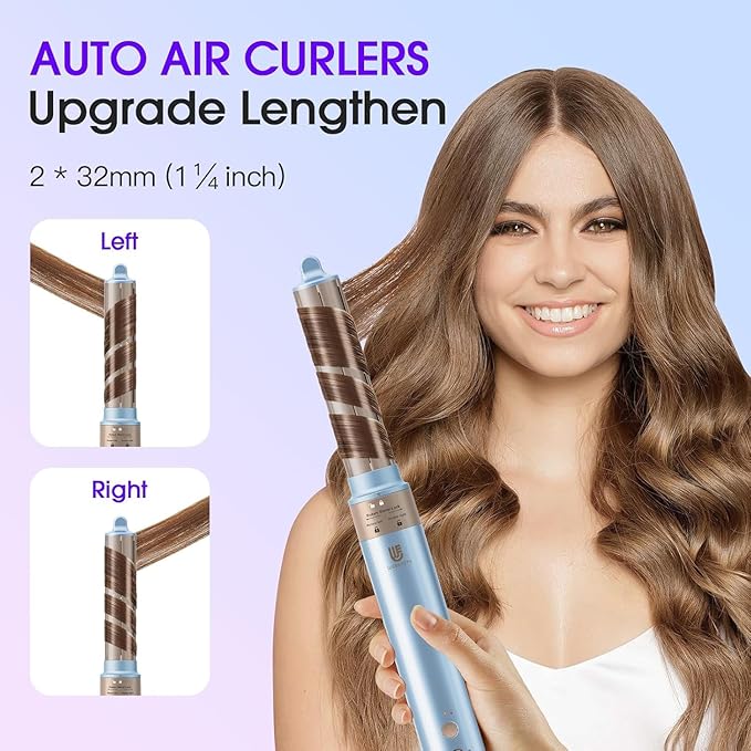 Hot Air Styler, Blow Dryer Brush with Negative Ionic, Auto Hair Wrap Curling Irons Airflow Hair Curlers, Multi Styler for Volumizing, Straight, Wavy, Curly Hair