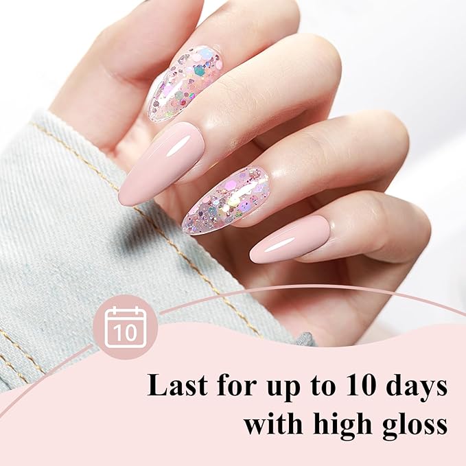 Gel-Like Nail Polish，4-in-1 Nude Nail Polish Quick Drying Long Lasting Shine Non Toxic No UV Needed for Nail Art Manicure DIY at Home