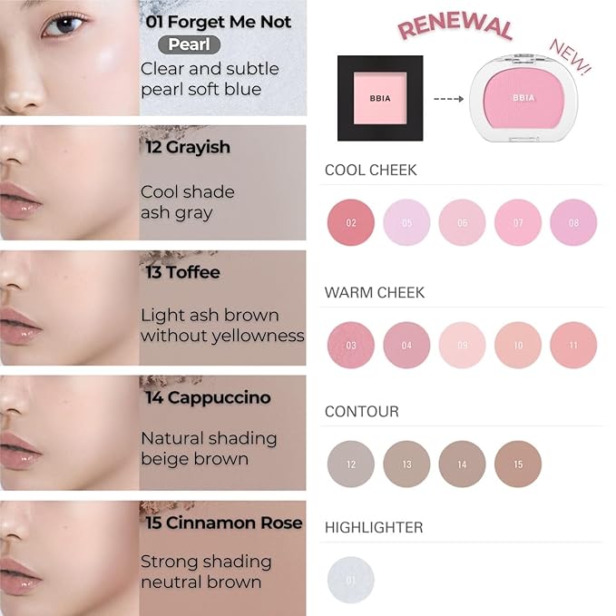 BBIA Last Blush NEW 15 Colors - Cheek Blush Shaping Shading Contour & Highlight Long-Lasting Matte Finish Natural Shades Buildable & Blendable Daily Korean Face Makeup (06 SWEET PEA, Pack of 1)