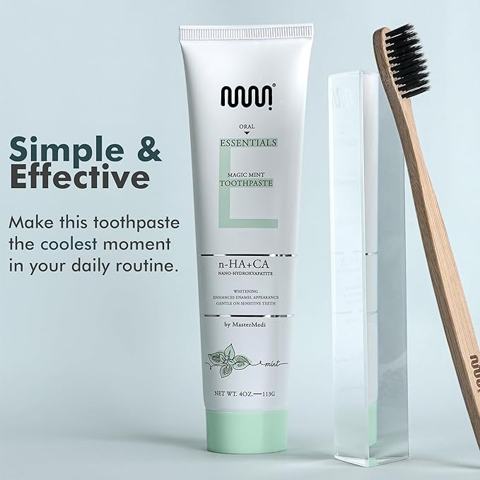 MasterMedi Nano Hydroxyapatite Toothpaste with Xylitol – Fluoride & SLS Free, Remineralizing Formula for Whitening, Sensitive Teeth, Enamel Repair & Strength, Magic Mint, 4 oz (Pack of 3)