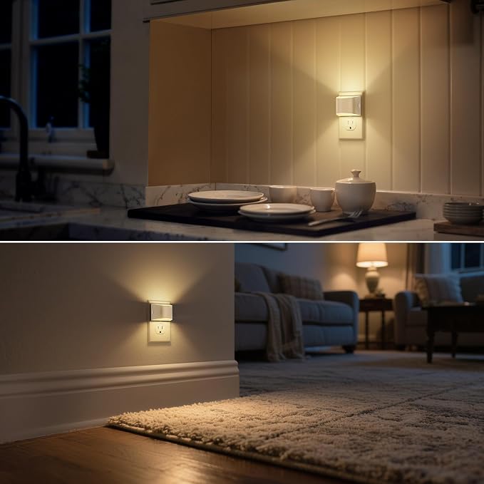 Night Light, Night Lights Plug into Wall, Adjustable, 3000K | 3 Level Brightness Adjustable Night Light, Dusk to Dawn Sensor Nightlights for Adults, Bedroom, Bathroom, Hallway, 4 packs
