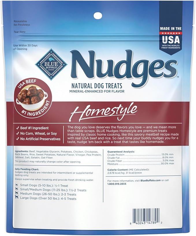 Blue Buffalo Nudges Homestyle Natural Beef and Rice Dog Treats (Pack of 4)
