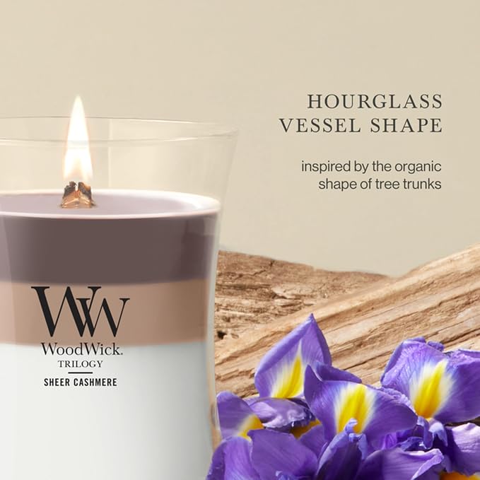 WoodWick Sheer Cashmere Medium Hourglass Trilogy Candle