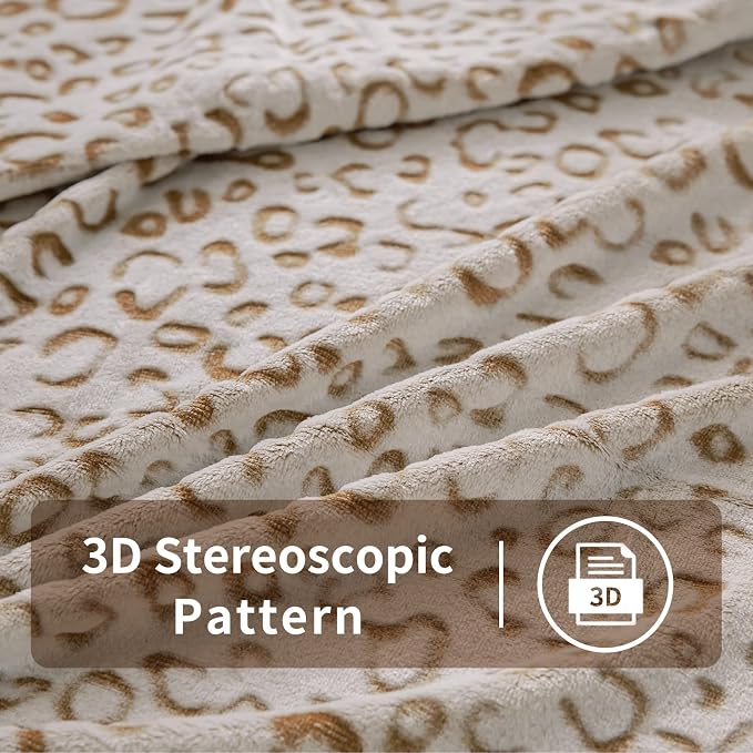 Flannel Fleece Throw Blanket, Lightweight Cozy Plush Microfiber Bedspreads for Adults,90"X108",Brown Leopard
